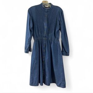 Appleseed's Classic Cotton Blue Long Sleeve Midi Dress